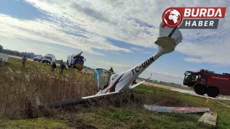 Bursa’da eğitim için havalanan uçak, kaza kırıma uğradı.